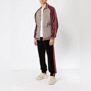 NWT GUCCI MICRO-CHECK AND PAISLEY-PRINT VELVET TRACK JACKET Size XS